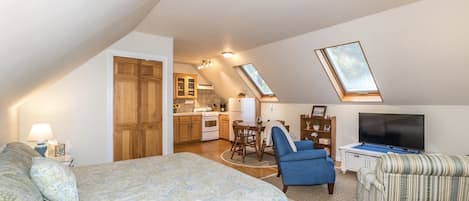 Skylight windows open out to let fresh air in while keeping privacy.