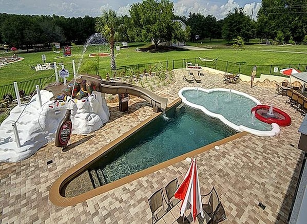 The ice cream  cone pool; Hot tub is cherry on top! Also has splash park!