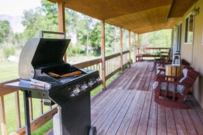 Sit for a while and take in the views or cook on the grill.