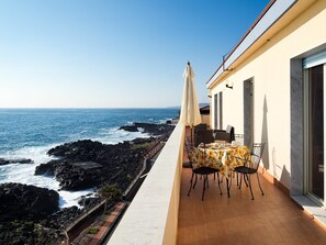From the terrace you can see the wide blue sea as well as Mount Etna