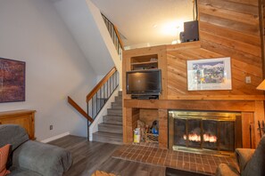 Smart TV and Wood Burning Fire Place