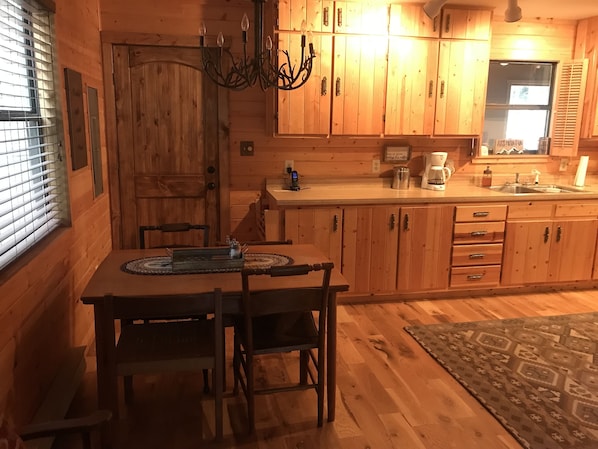 Kitchen with everything you will need to cook  home cooked meal and dining area
