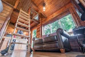 Mortise and tenon spalted maple ladder to loft bedroom