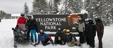 Our family - great day snowmobiling in Yellowstone Park