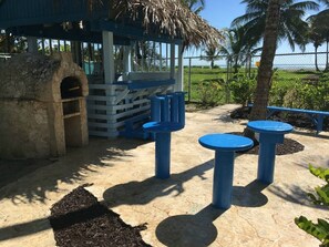 Tiki bar and pizza oven
