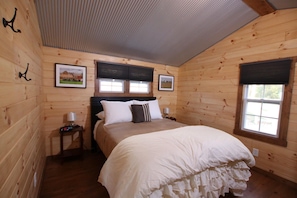 Amish made, Queen size bed with memory foam topper.