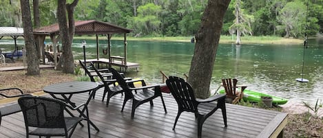 Large deck with room to relax or enjoy outdoor meals