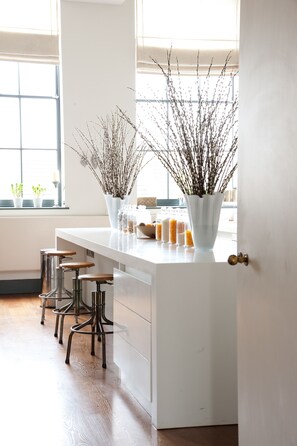 State of the art kitchen with an abundance of light