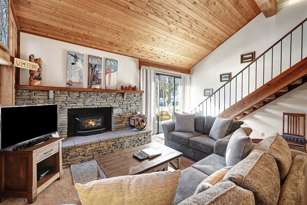 Living Room TV and Woodstove