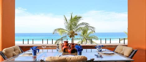 Oceanfront Alfresco dining for 6 on your own private balcony  