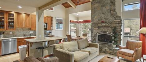 Open Floor Plan Living Room with Gas Fireplace