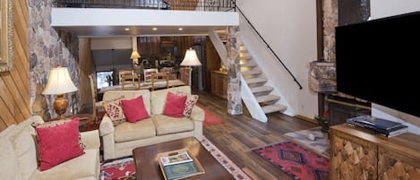 Living Room w/ Wood Burning Fireplace