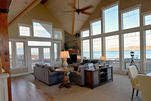 Living room with fabulous lake views.