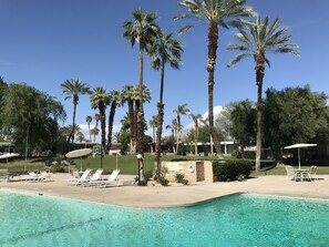 Sparkling community pool is 150 ft. from out back patio door! Heated Feb-May. 