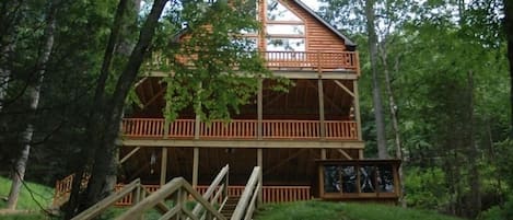 View of the exterior from the stairs that lead down to the dock