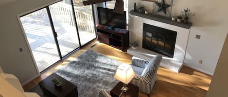 View from loft of living room