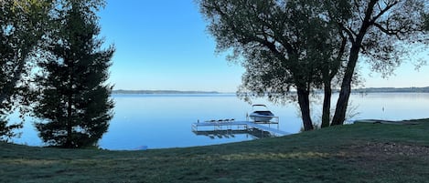 Beautiful, calm morning. As you face south, watch the sun rise over the lake.