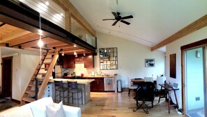 View of kitchen from living room. 