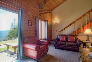 The balcony located off from the living room has a view of the Powder Monkey lift.