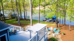 Amazing Lakefront flat backyard with multiple spots to entertain