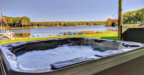 Hot Tub in the Shade, Serene View of the Sunshine.