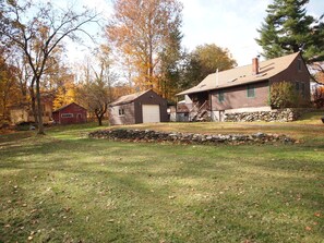 5.5 acres total; 3.5 acres of lawn. Bocce Ball, Frisbee, Cornhole all in garage.