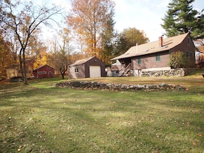 5.5 acres total; 3.5 acres of lawn. Bocce Ball, Frisbee, Cornhole all in garage.