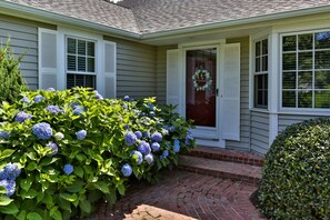 Center Entrance Door, beustiful hydrangeas