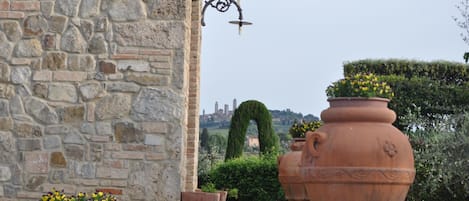  San Gimignano view from the garden and Entrance to the Villa 