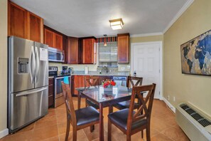 You'll be able to cook, serve, and eat meals with ease in the stocked kitchen including pots, pans, dishes, glassware and silverware.
