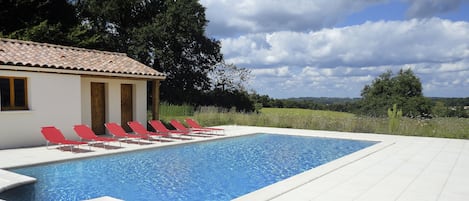 Swimming pool looking out over the valley