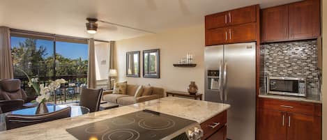 New Kitchen with cherry cabinets, granite countertops and SS appliances.