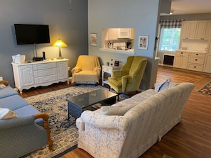 Living room and kitchen from front entrance