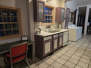 kitchen and desk area