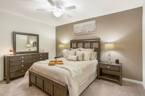 Gorgeous king size bed with your own television.