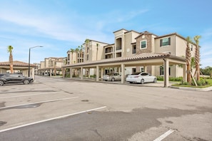View of the building and individual carports.