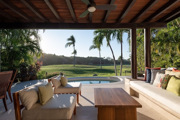 Patio and view of Pacifico Golf Course