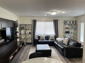 Living room with big screen tv 