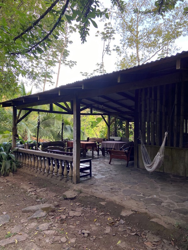 Open air patio! View to the river below.