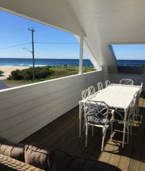 beach view from dining, lounge bbq verandah
