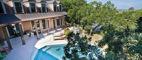 View of Pool from upstairs Master Bedroom