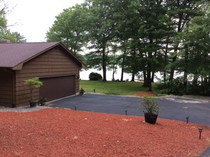 A two car garage with plenty of parking
