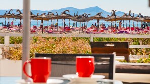 Perfect view of the Alcudia's white sand Beach, the longest in Mallorca