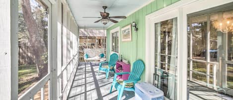 Oak Island Vacation Rental | 3BR | 2BA | 1,180 Sq Ft | Steps Required