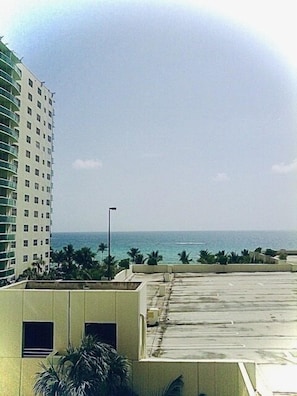 Partial view of the ocean from the apartment's balcony