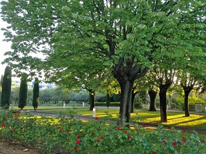 The park in front of the private garden