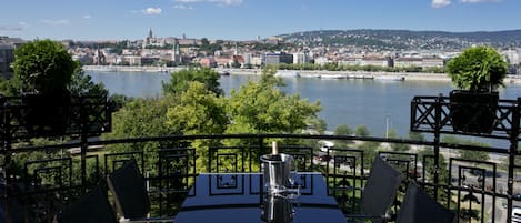 balcony with Danube and castle views