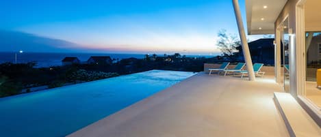 unforgettable Sunsets over the ocean from the front terrace by the pool,