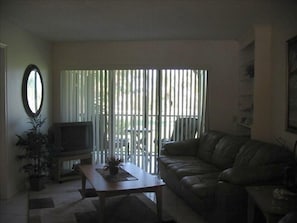 Living room with slider to lanai