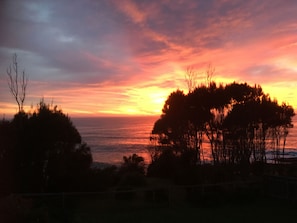 Sunrise from upper deck, living room and main bedroom